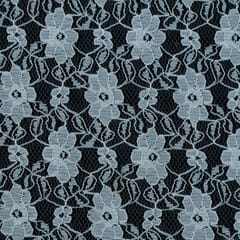 White Floral Design Dyeable Nylon Net