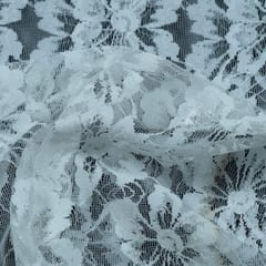 White Floral Design Dyeable Nylon Net
