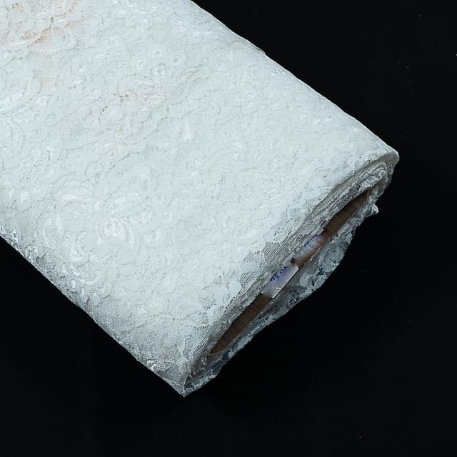 White Floral Design Dyeable Nylon Net