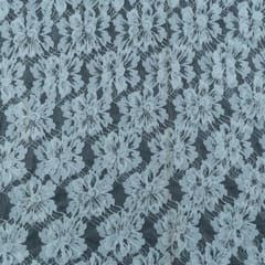 White Floral Design Dyeable Nylon Net