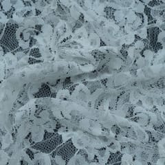 White Floral Design Dyeable Nylon Net