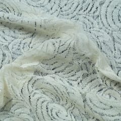 Off White Big Rose Design Dyeable Nylon Net