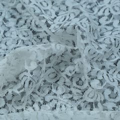 White Floral Design Dyeable Nylon Net