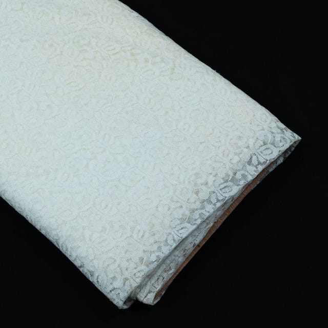 White Floral Design Dyeable Nylon Net