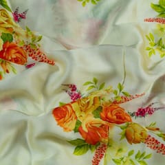 Lemon Colour Modal Satin Printed Fabric