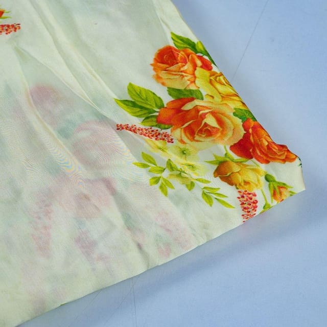 Lemon Colour Modal Satin Printed Fabric