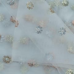 Dyeable Net MultiColour Sequins Embroidered Fabric