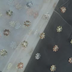 Dyeable Net MultiColour Sequins Embroidered Fabric