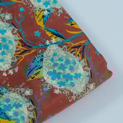Rust Colour Habutai Silk Printed Fabric
