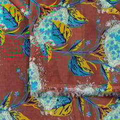 Rust Colour Habutai Silk Printed Fabric