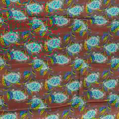 Rust Colour Habutai Silk Printed Fabric