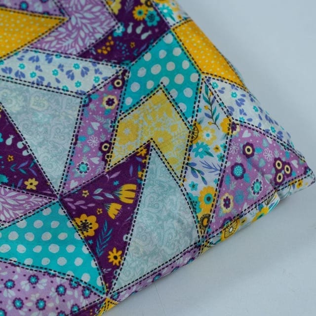 Multi Colour Habutai Silk Printed Fabric