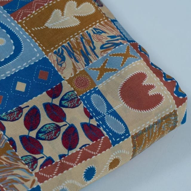 Fawn Colour Habutai Silk Printed Fabric