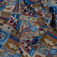 Fawn Colour Habutai Silk Printed Fabric