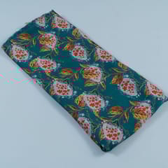 Teal Green Colour Habutai Silk Printed Fabric