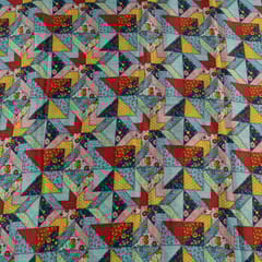 Multi Colour Habutai Silk Printed Fabric