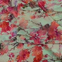 Mint Green Colour Chinon Chiffon Printed Fabric