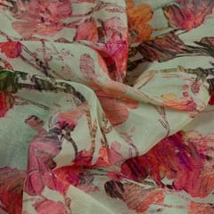 Mint Green Colour Chinon Chiffon Printed Fabric