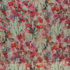 Mint Green Colour Chinon Chiffon Printed Fabric