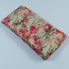 Mint Green Colour Chinon Chiffon Printed Fabric