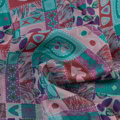 Peach Colour Habutai Silk Digital Printed Fabric