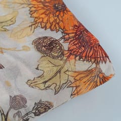Cream Colour Pure Chinon Chiffon Digital Printed Fabric