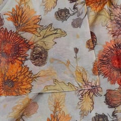 Cream Colour Pure Chinon Chiffon Digital Printed Fabric