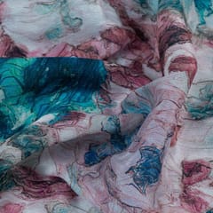 Grey Colour Pure Chinon Chiffon Digital Printed Fabric