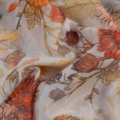 Cream Colour Pure Chinon Chiffon Digital Printed Fabric