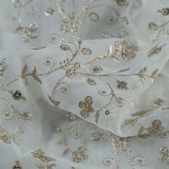 Dyeable Georgette Zari and Sequins Embroidered Fabric