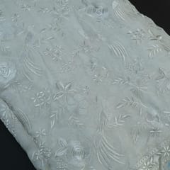 Dyeable Georgette Thread Embroidered Fabric