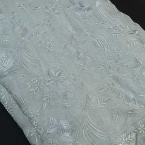 Dyeable Georgette Thread Embroidered Fabric