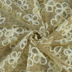 Off White Colour Net Embroidered Fabric