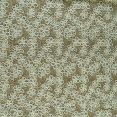 Off White Colour Net Embroidered Fabric