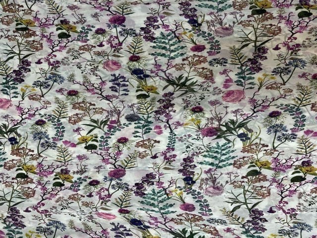 Georgette White MultiColour Floral