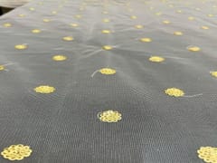 Dyeable Embroidered Net White Small Golden Floral Motifs