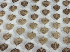 Dyeable Pure Georgette Banarasi White Golden Leaves