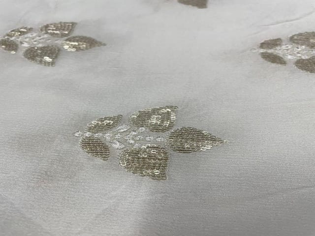 Dyeable Embroidered Chiffon White Flowers