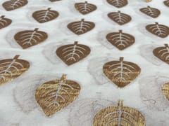 Dyeable Pure Georgette Banarasi White Golden Leaves