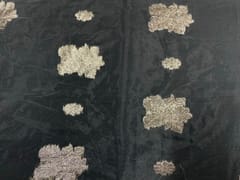 Dyeable Pure Organza White Golden Zari Floral Motifs