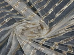 Dyeable Organza Zari White Golden Stripes