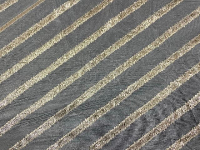 Dyeable Organza Zari White Golden Stripes