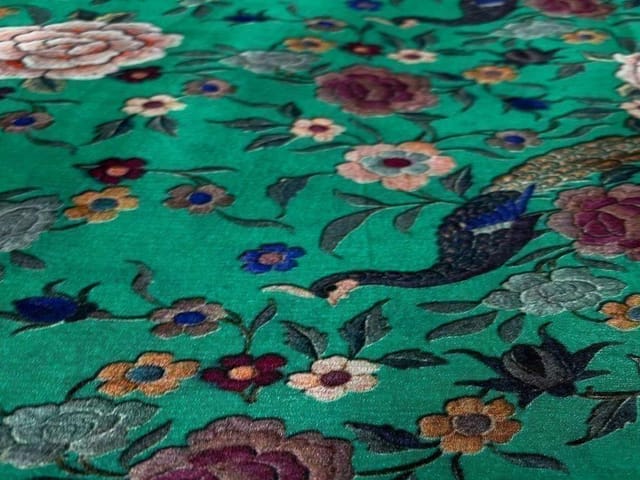 Chiffon Green Peacocks