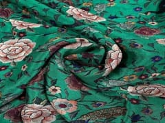 Chiffon Green Peacocks