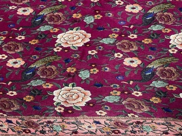 Chiffon Dark Purple Peacocks