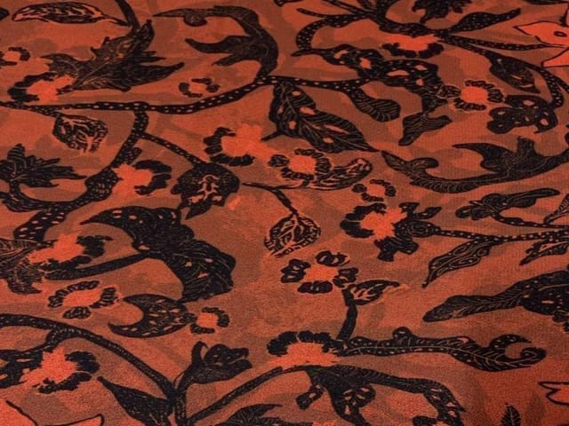 Printed Georgette Rust Orange Leaves
