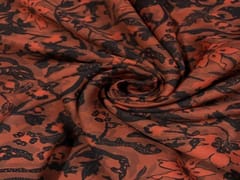 Printed Georgette Rust Orange Leaves