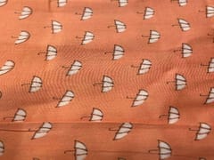 Printed Cotton Mul Satin Orange White Umbrellas