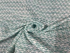 Printed Cotton Mul Dull Blue Geometric Stripes