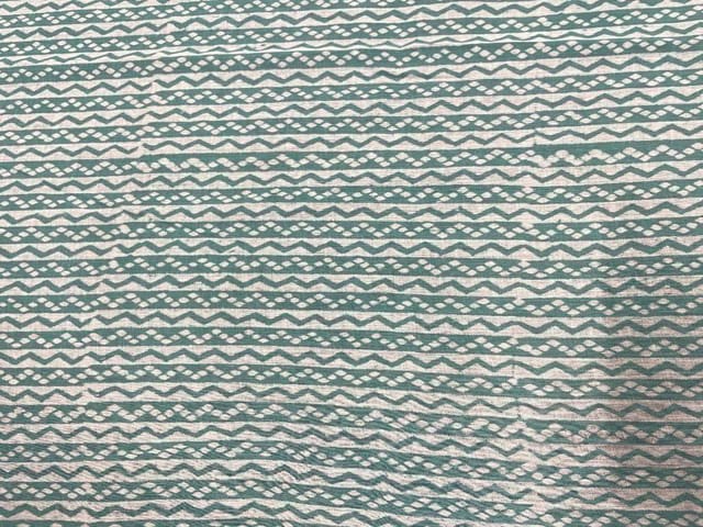 Printed Cotton Mul Dull Blue Geometric Stripes